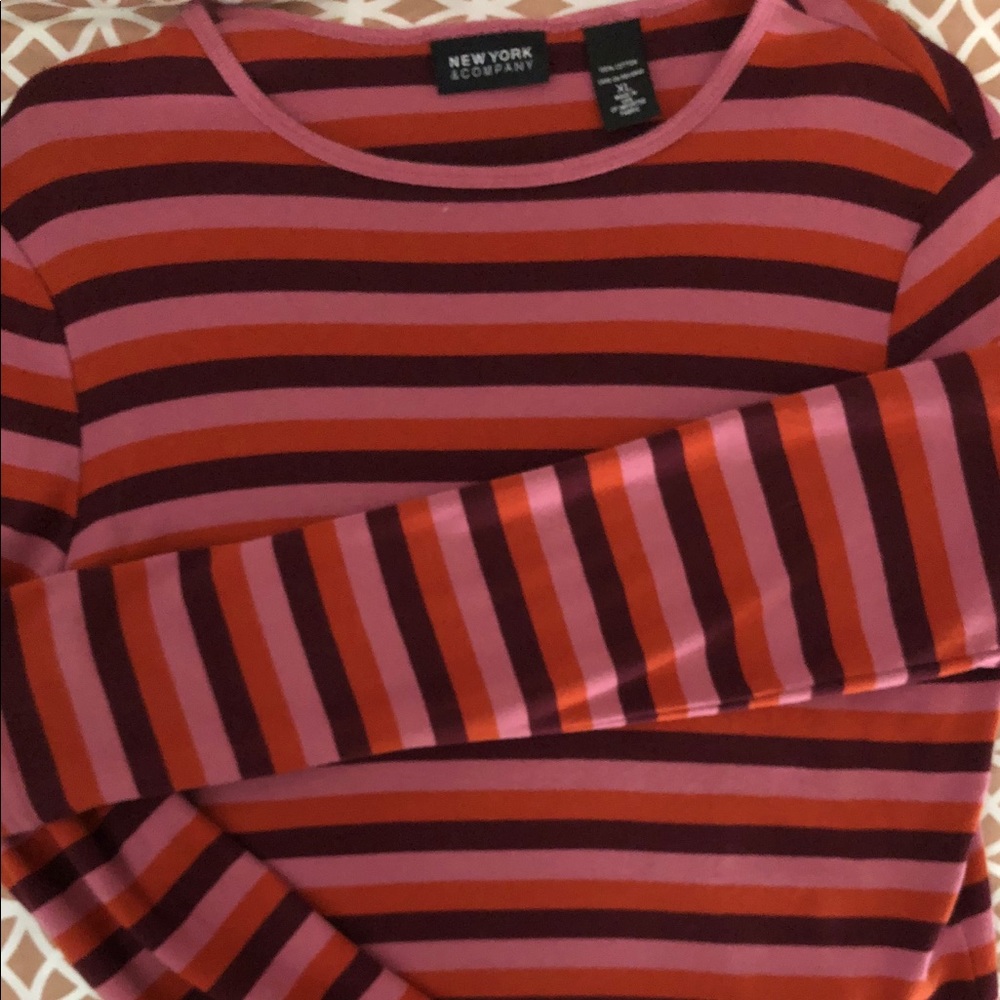 Vintage New York & Company Long Sleeved Striped Top